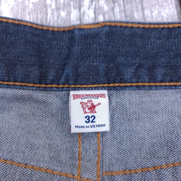 True Religion Jeans Mens 32x34 Blue Moto Slim Fit Run Stitch Denim Mid Rise - Picture 8 of 10